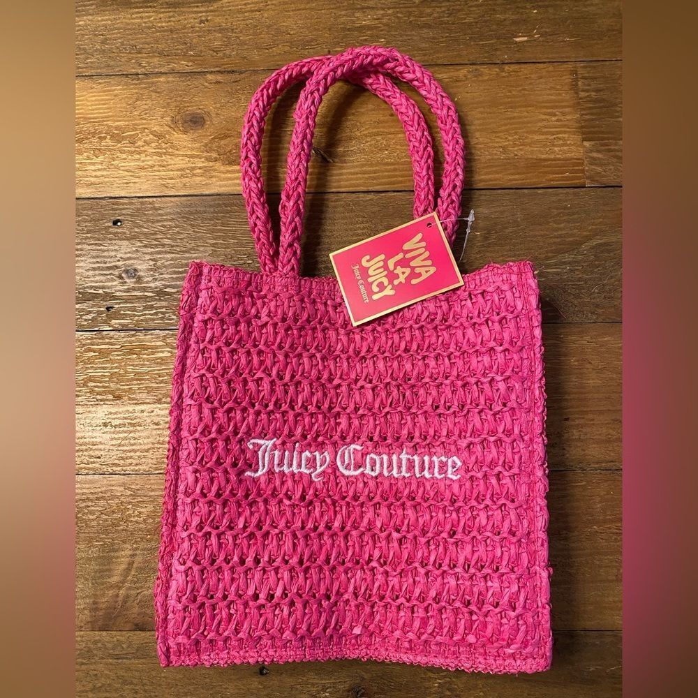 Juicy couture pink NWT viva la juice bag woven tote small